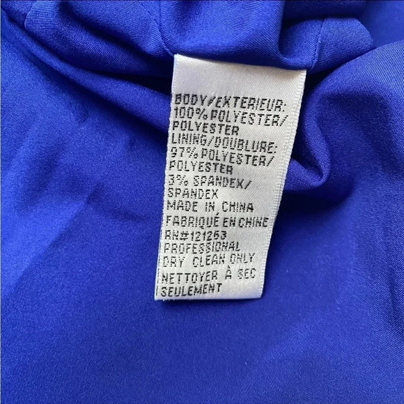 NWT Mikael Aghal Ruffled Crepe Gown 4 | Royal Blue Formal Evening Dress - Picture 12 of 14